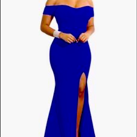 YMDUCH Women's Off Shoulder High Split Long Formal Party Dress Evening Gown - Picture 1 of 4